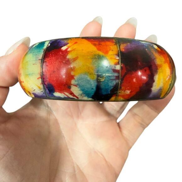 Bohemian Brass Bone Bracelet Chunky Wide Colorful Funky Artsy Bangle Hippie Cuff - Picture 3 of 8